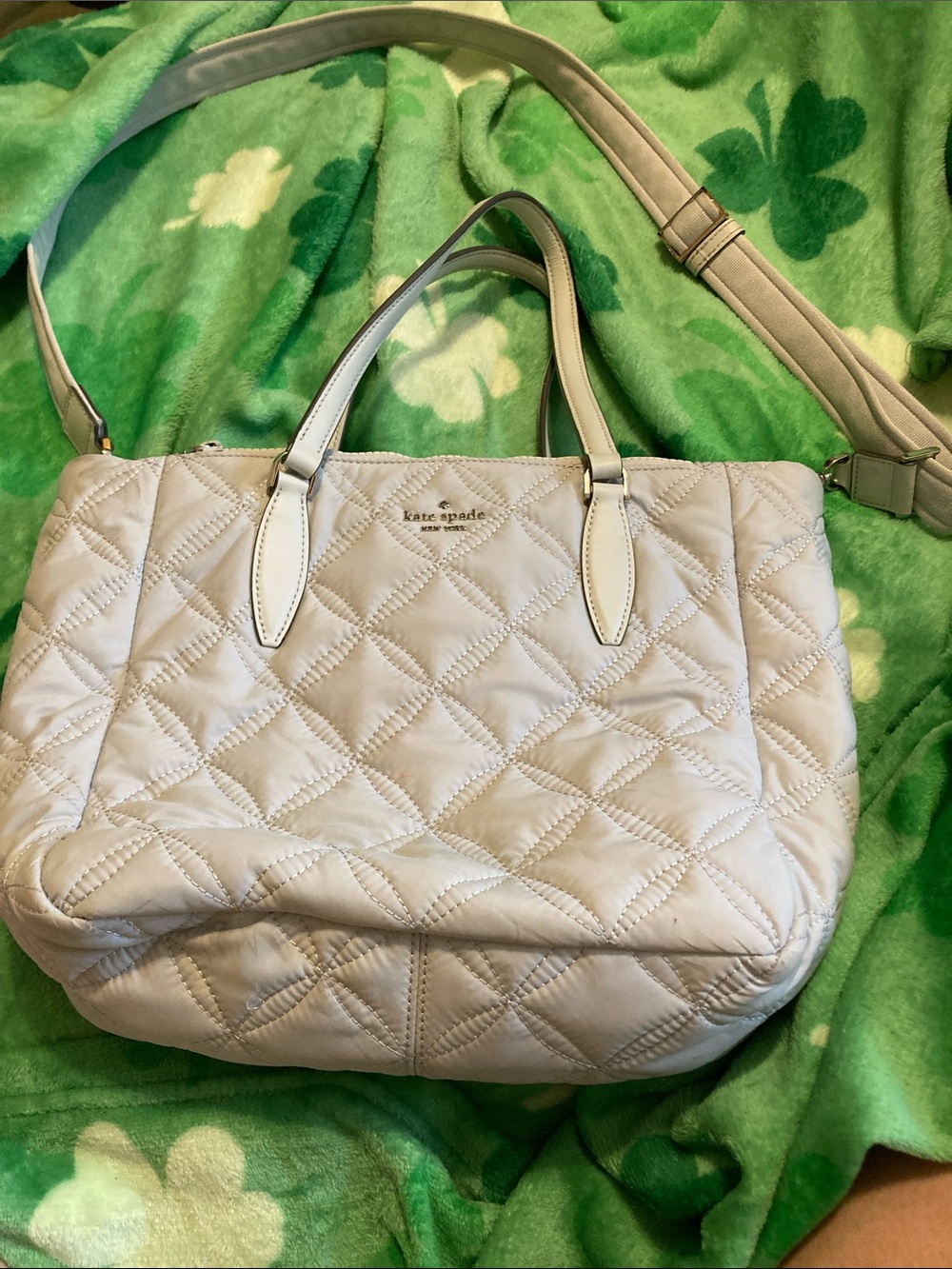 kate spade Quilted Leather Shoulder Satchel in‎ Light Gray